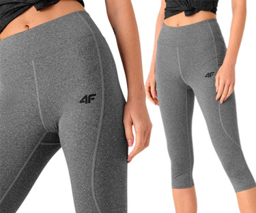 Legginsy damskie 4F SPDF350  rybaczki sportowe 3/4 szare