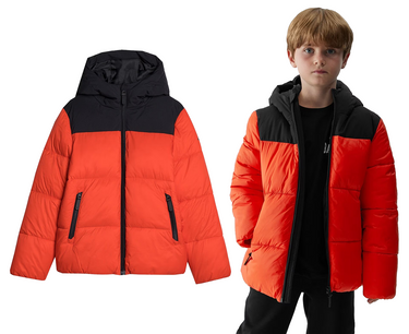 Kurtka chłopięca puchowa 4F M274 z kapturem czerwona