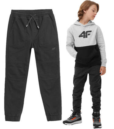 Spodnie chłopięce 4F M412 joggery z bawełny czarny