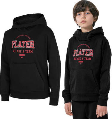 Bluza chłopięca z kapturem 4F JBLM006 dresowa czarna