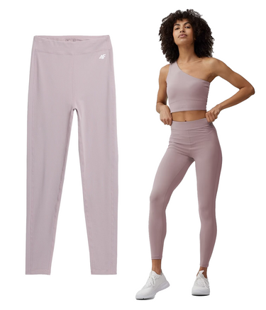 Legginsy dzianinowe damskie 4F F043 getry długa nogawka pudrowy róż