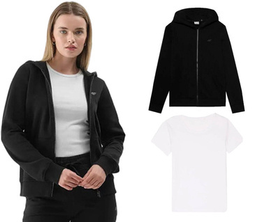 Zestaw damski 4F bluza z kapturem i koszulka z bawełny