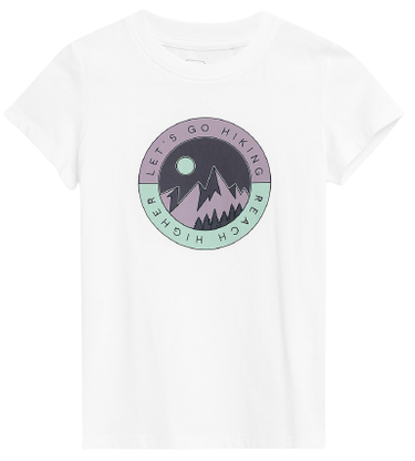 Koszulka z bawełny 4F F388 z nadrukiem biała