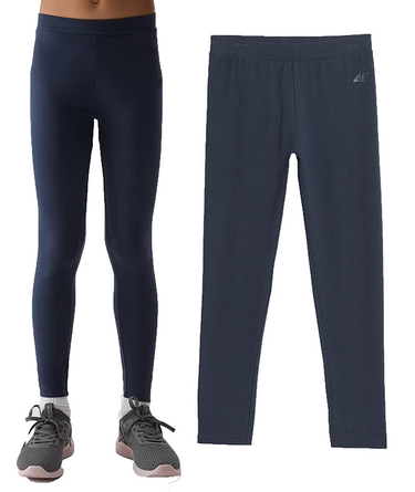 Legginsy dziewczęce 4F F178 Getry z bawełny na WF granat