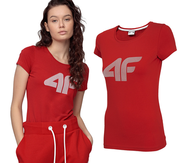 Koszulka damska 4F t-shirt TSD005 bawełniany czerwony