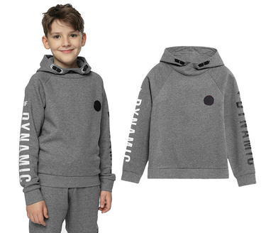 Bluza dresowa z bawełny 4F JBLM006A z kapturem szara