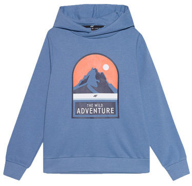 Bluza dresowa chłopięca 4F M0933 bawełniana z kapturem niebieska