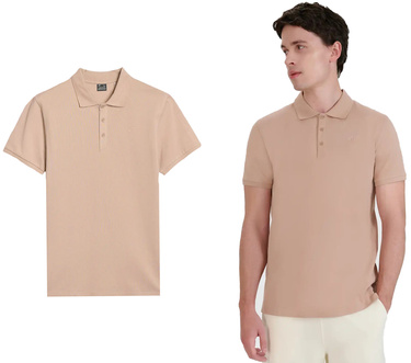 Koszulka męska POLO 4F M407 83S z bawełny beż