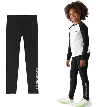 Legginsy dziewczęce 4F F172 z bawełny czarne
