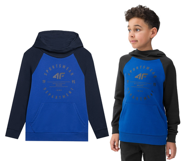 Bluza chłopięca dresowa 4F M221 z kapturem niebieska