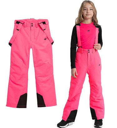 Spodnie narciarskie 4F F353 dziewczęce z szelkami na zimę