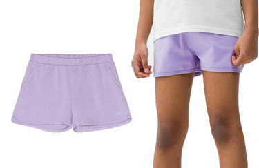 Krótkie spodenki dresowe 4F F280 szorty z bawełny fioletowe