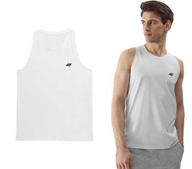 Koszulka bez rękawów 4F M076 tank top bawełniany biały