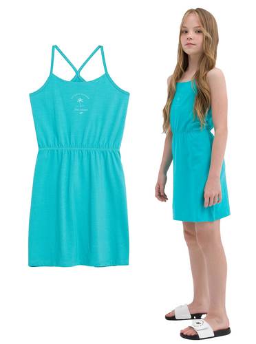 Sukienka na ramiączkach 4F F026 z bawełny niebieska