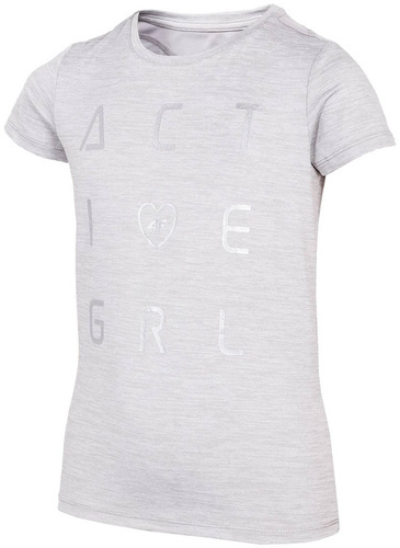 T-shirt dziewczęcy 4F sportowy JTSD400 szary 122
