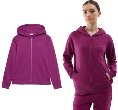 Bluza dresowa damska 4F F0956 z kapturem ocieplana fiolet