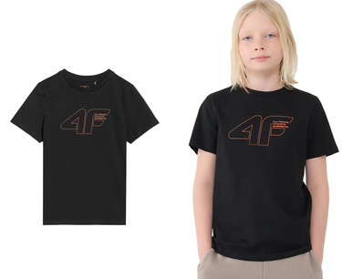 Koszulka bawełniana 4F M2185 T-shirt z dużym logo czarny
