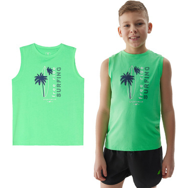 Koszulka bez rękawów 4F M040 bawełniany tank top zielony
