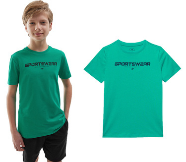 Koszulka chłopięca 4F M1114 T-shirt na lato z bawełny zielony