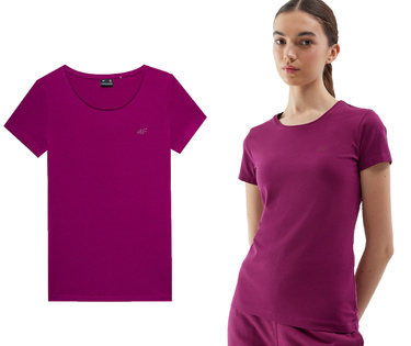 Koszulka damska bawełniana 4F F1161 T-shirt na lato fiolet