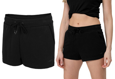 Spodenki damskie dresowe 4F SKDD350 bawełniane czarne