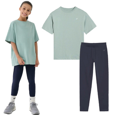 Zestaw dziewczęcy 4F luźna koszulka i legginsy