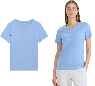 Koszulka damska basic 4F F2356 z bawełny niebieska