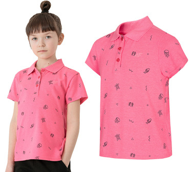 T-shirt dziewczęcy POLO 4F JTSD004 różowy