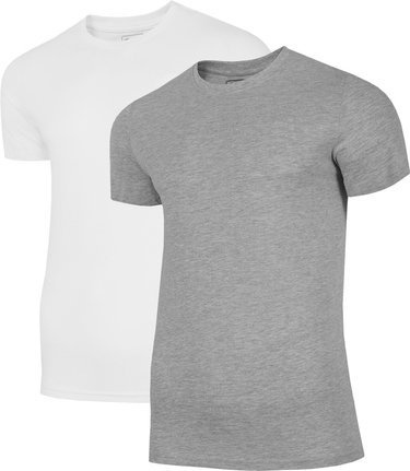 T-shirt męski 4F 2 PACK koszulka basic TSM011 biały szary