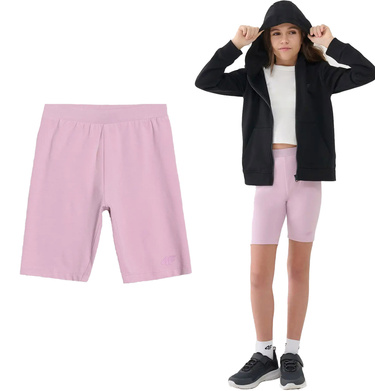 Kolarki dziewczęce 4F F014 56S Spodenki bawełniane różowe