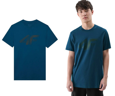 Koszulka męska 4F M2257 t-shirt bawełniany z logo morska zieleń