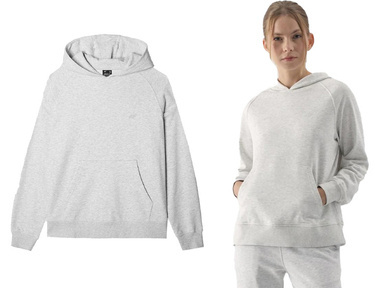 Bluza dresowa damska 4F F1468 z kapturem z bawełny szary