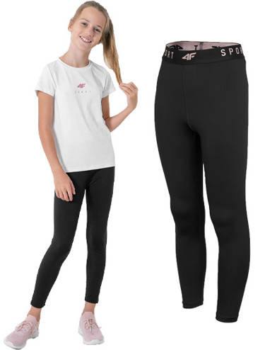 Legginsy sportowe 4F JSPDF002 getry na WF czarne
