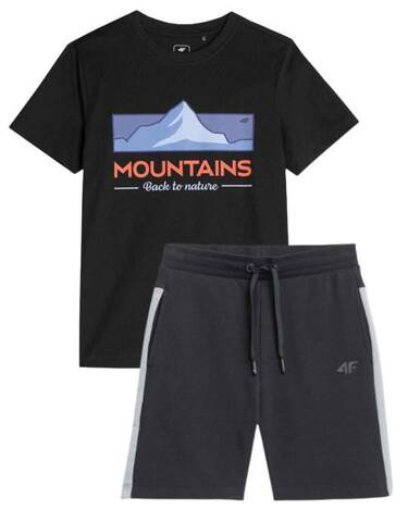 Zestaw sportowy 4F czarna koszulka, szare spodenki