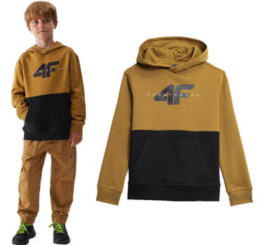 Bluza dresowa 4F M628 z kapturem ocieplana brąz