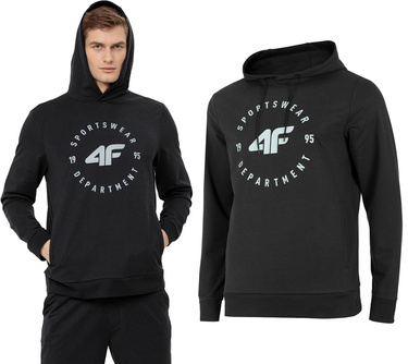 Bluza męska dresowa 4F BLM018 z kapturem ciemny szary