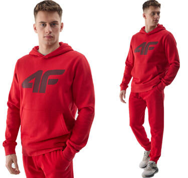 Bluza męska dresowa 4F M0950 z kapturem ocieplana czerwona