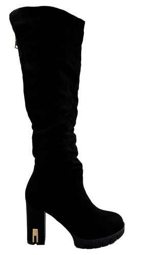 Kozaki damskie na obcasie HB-91 ocieplane czarne na słupku