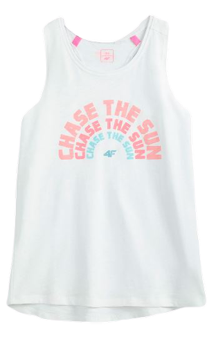 T-shirt dziewczęcy biały bokserka 4F JTSD011A