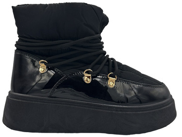 Buty damskie zimowe HY855 bk śniegowce ocieplane czarne