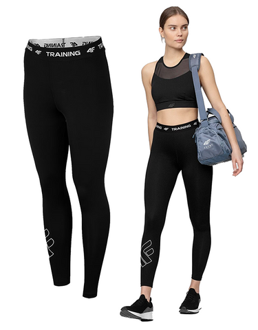 Legginsy fitness damskie dziewczęce 4F SPDF001 sportowe CZARNE
