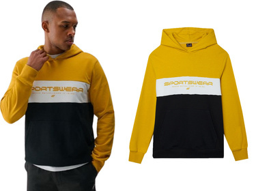 Bluza męska dresowa 4F M1032 z kapturem z bawełny żółta