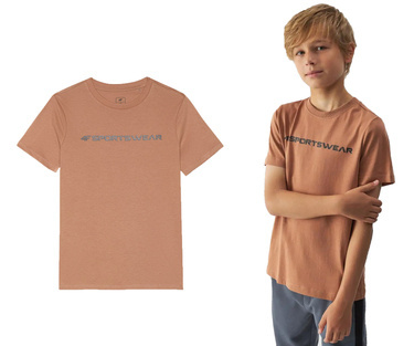 T-shirt bawełniany 4F M1552 koszulka na lato brąz