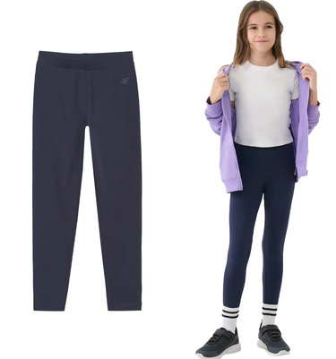 Legginsy bawełniane 4F F220 getry dopasowane do szkoły granat