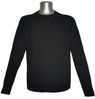 Sweter męski elegancki bawełniany czarny okrągły dekolt