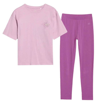 Zestaw sportowy 4F koszulka i legginsy róż