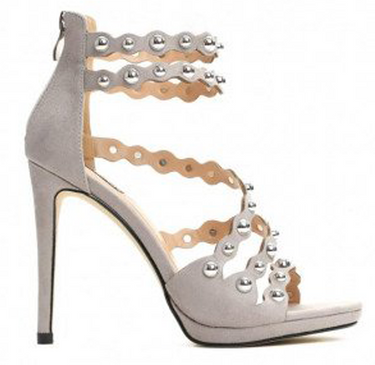 Sandały damskie na szpilce z koralikami ślubne 9179-5 szare