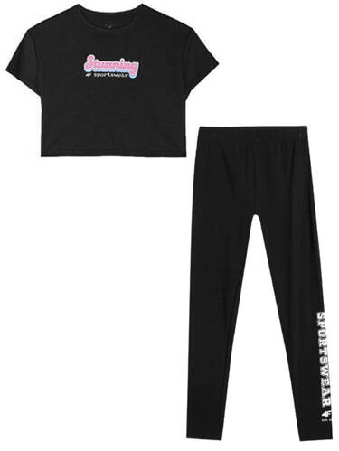 Zestaw dziewczęcy 4F crop top i legginsy z bawełny