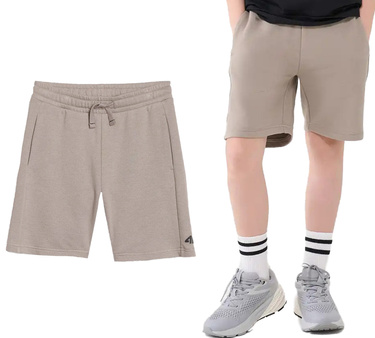 Spodenki dresowe chłopięce 4F M600 bawełniane szorty lato beżowe