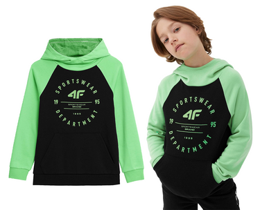 Bluza chłopięca dresowa 4F M221 z kapturem zielona